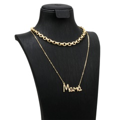 fashion copper inlaid color zirconium MAMA letter necklace