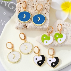 fashion geometric heart circle shaped moon pattern drop earrings wholesale