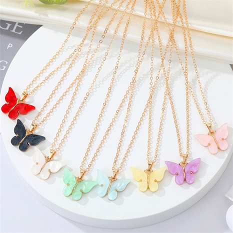 fashion simple acrylic butterfly alloy necklace's discount tags