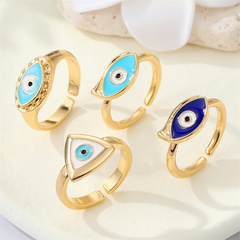 fashion colorful metal triangle eye ring geometric devil's eye ring