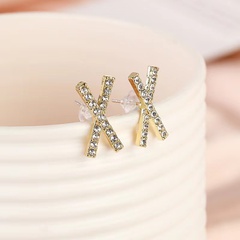 Fashion simple diamond cross women's alloy earrings