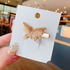 Clip de bec de canard en alliage de style coréen en épingle à cheveux perle papillon perle