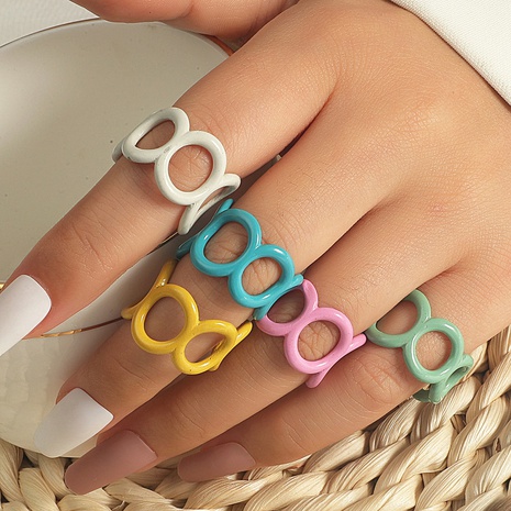 fashion color drop oil hollow alloy open geometric ring set's discount tags