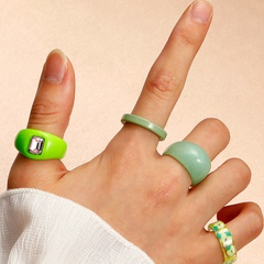new acrylic ring set color transparent geometric combination ring