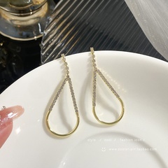 new tassel female diamond gold line drop thin alloy earrings
