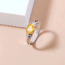 simple yellow gemstone ring accessories creative microset zircon copper ringpicture7