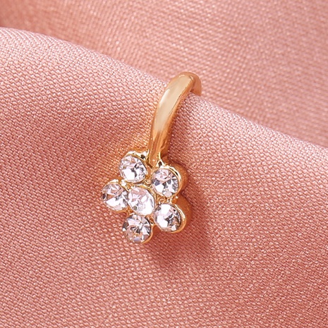 mode mini anneau de nez faux diamant en alliage de prune dorée en forme de U's discount tags