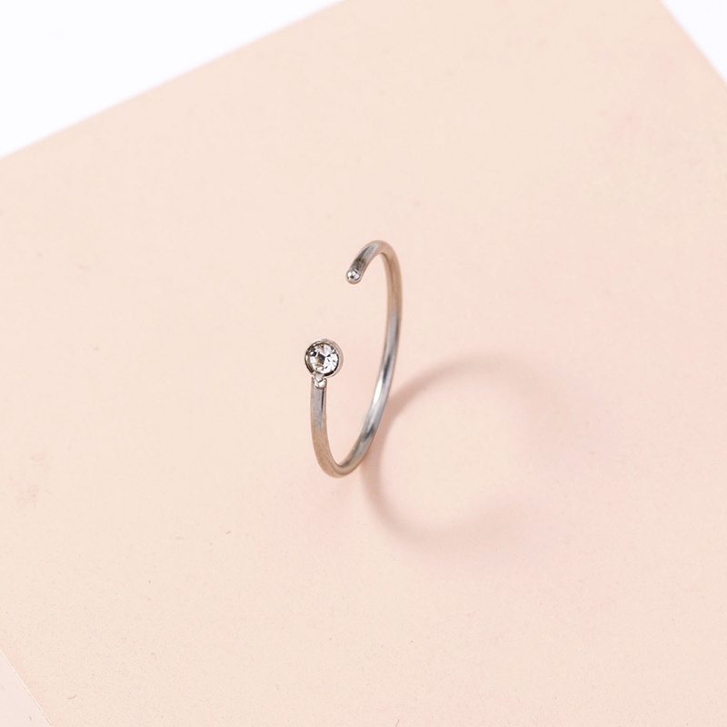 fashion diamondstudded stainless steel piercing round nose ring
