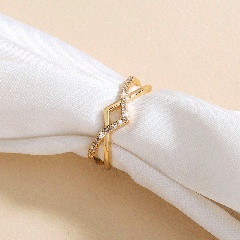 simple golden cross zircon copper opening geometric ring female