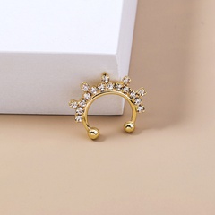 Corona de moda, diamante de cristal, flor dorada, piercing, accesorios para la nariz