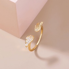 fashion angel wings zircon copper opening index finger ring female