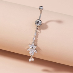 fashion piercing jewelry smile flower zircon navel ring navel nail wholesale