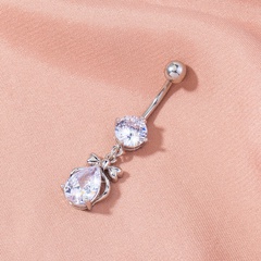 fashion angel zircon navel nail bow belly button ring human body piercing jewelry