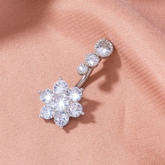 fashion sun flower micro-inlaid zircon navel ring body piercing jewelry