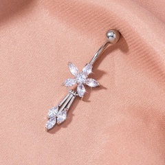 fashion tassel flower zircon navel nails long navel ring body piercing jewelry
