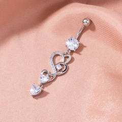 fashion heart-shaped zircon long belly button nails human body piercing jewelry