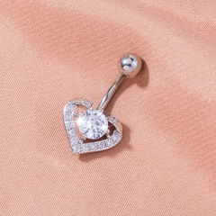 fashion copper zircon heart-shaped belly button nail human body piercing jewelry