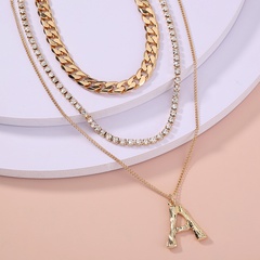 fashion diamond simple letter A pendant multi-layer alloy necklace
