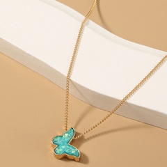 fashion green resin butterfly necklace simple alloy necklace