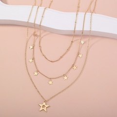 fashion simple star tassel pendant multi-layer alloy necklace
