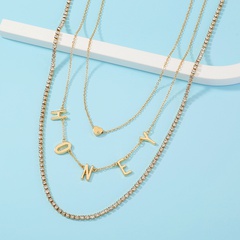 fashion rhinestone HONEY letter tassel multi-layer alloy necklace