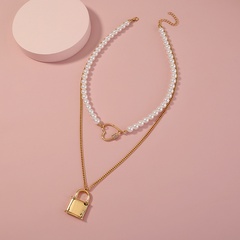 fashion multi-layer hollow heart-shaped pendant alloy clavicle chain