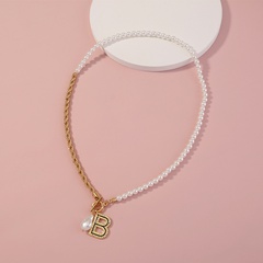 fashion baroque imitation pearl letter B alloy necklace