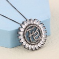 simple round solid color letter pendant inlaid zircon copper necklace wholesalepicture15