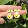 round oil drop daisy female macaron bow contrast color alloy earringspicture16