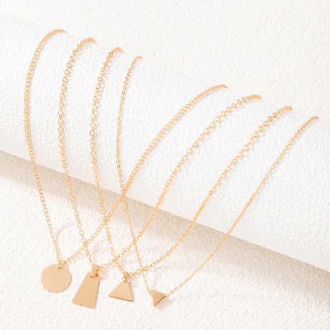 Collar de cadena simple irregular de una sola capa geométrica de aleación de moda's discount tags
