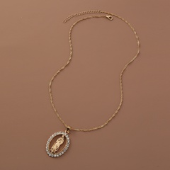New fashion Catholic Virgin Mary diamond pendant alloy necklace accessories