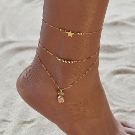 fashion alloy creative pineapple star simple double-layer anklet's discount tags
