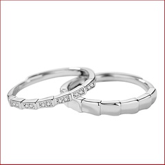 male and female pair ring Korea bamboo copper plated platinum open ring