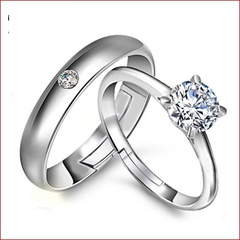 pareja de cobre plateado anillo abierto moda anillo de circón tridimensional