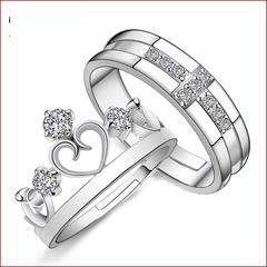 new fashion female crown couple copper silver plated ring wholesale