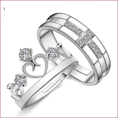 new fashion female crown couple copper silver plated ring wholesale's discount tags