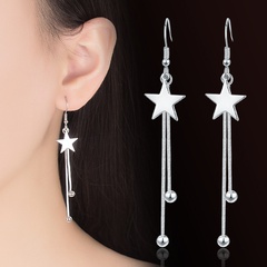 fashion star pattern small ball tassel copper ear hook earrings wholesale