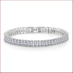 Simple hand jewelry female fashion thick chain rectangular zircon diamond copper bracelet