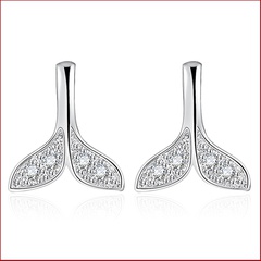 cadeaux de boucles d'oreilles en cuivre simples pour femmes en queue de poisson cloutées de diamants