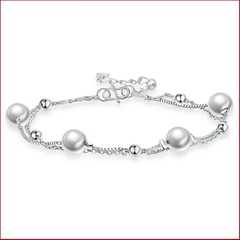 fashion double-layer pearl ladies simple pearl copper bracelet