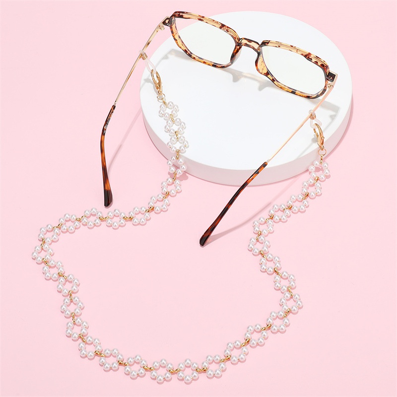 Mode masque de perles creuses suspendus cou lunettes chane corde
