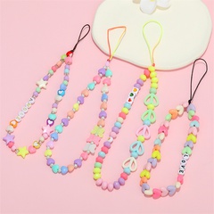 new candy color beads heart-shaped five-pointed star acrylic mobile phone lanyard