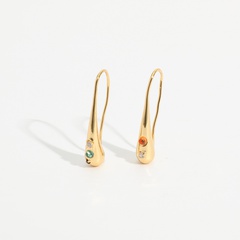 simpleasymmetric  contrast color inlaid zircon water drop shaped copper drop earrings wholesale