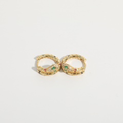 fashion snake-head shape inlaid zircon copper circle stud earrings wholesale