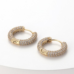 fashion geometric circle inlaid zircon copper stud earrings wholesale