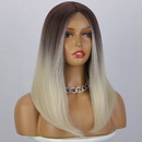Damenpercken Spitze in der Verlaufsfarbe lange glatte Haarpercken ChemiefaserKopfbedeckungenpicture17