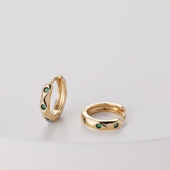 simple solid color geometric circle inlaid green zircon copper stud earrings wholesale