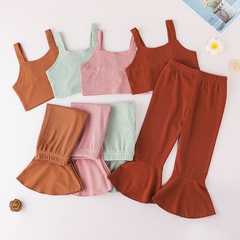 fashion flared pants two-piece children's clothing suspender suit