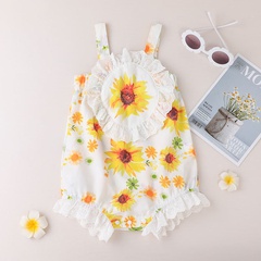 cute children's clothing rompers chrysanthemum print jumpsuit