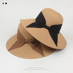 fashion simple bow big brim sun hat simple straw hat
